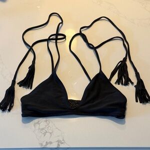 Acacia Black Triangle Tassel Bikini Top